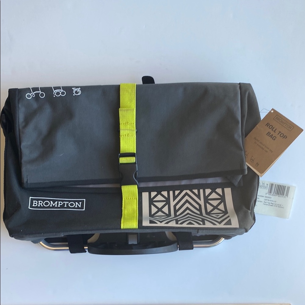 Men's Roll-Top Messenger Bag in Gray with Lime Accent